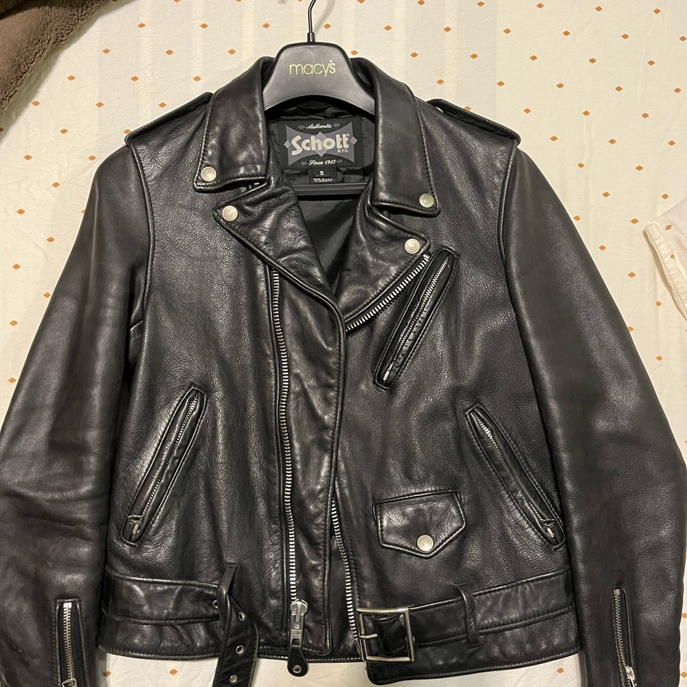 Schott Black Leather Biker Jacket